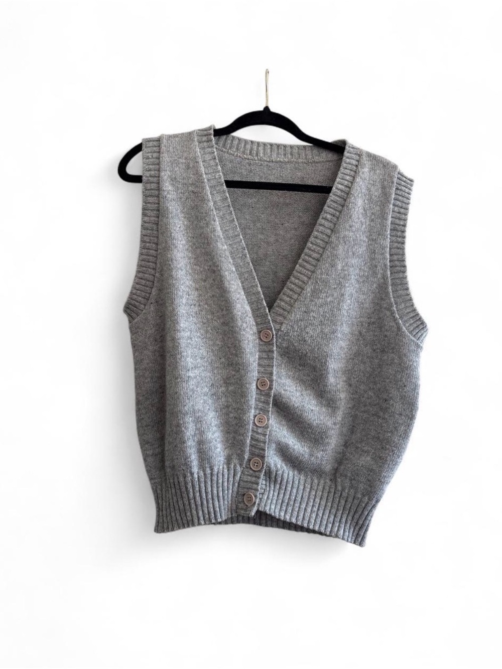 Grey Knit Wool Sweater Vest Medium